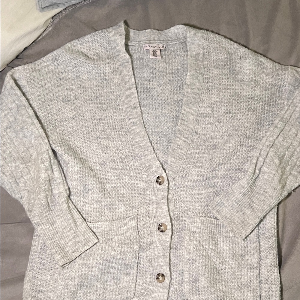 Charter Club Heather Gray Knit Cardigan